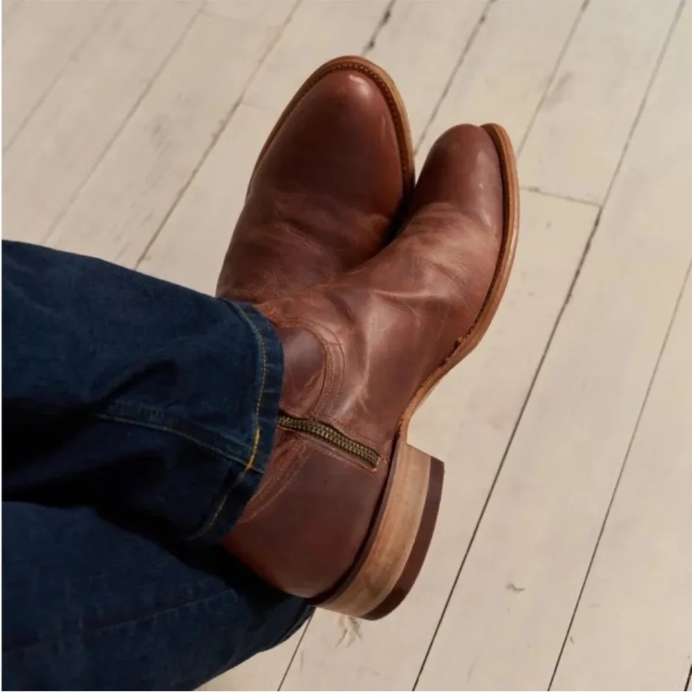 Tecovas Men's The Dean Scotch Brown Goat Leather Side-Zip Western Boots 11 EE - Picture 7 of 15